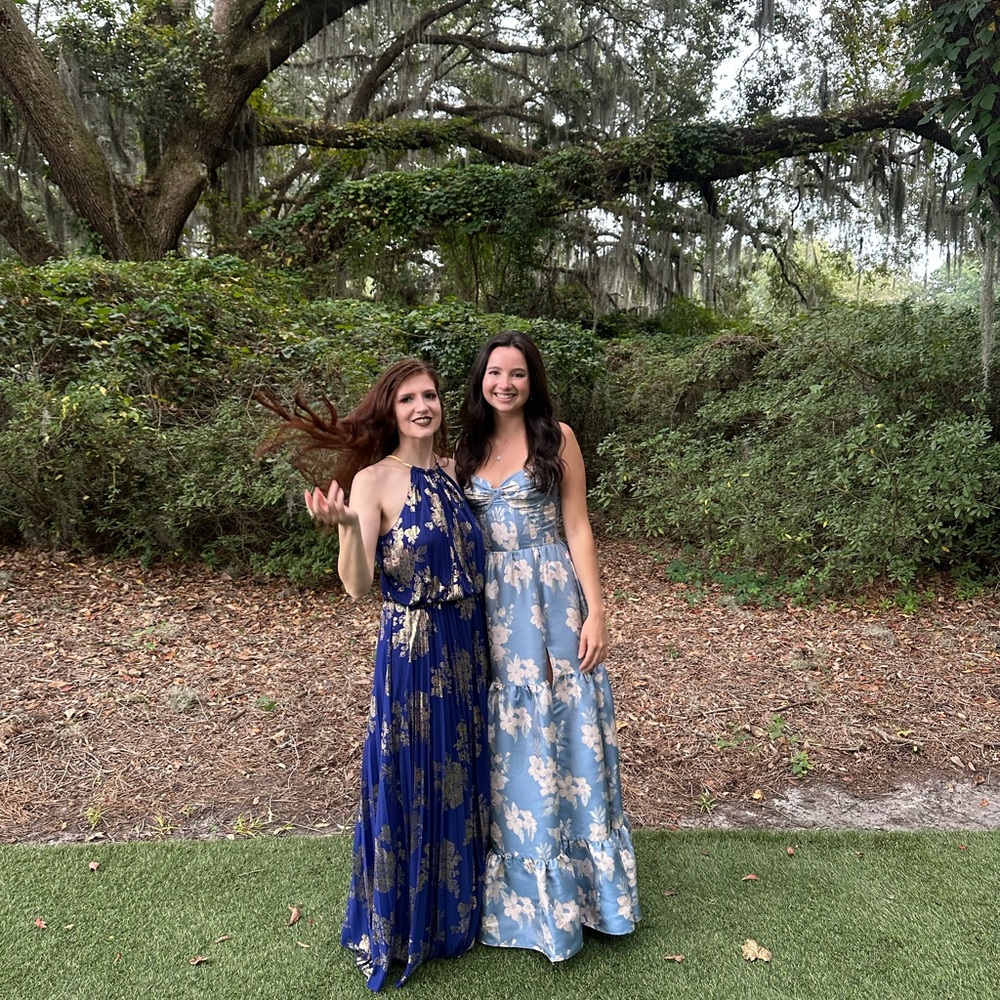 V. Chapman Blue Floral Maxi Dress with White Flowers - Picture 6 of 16